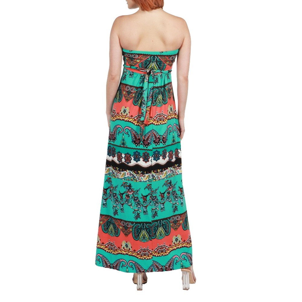 24Seven Comfort Apparel Bethany Strapless Maxi - Picture 4 of 5